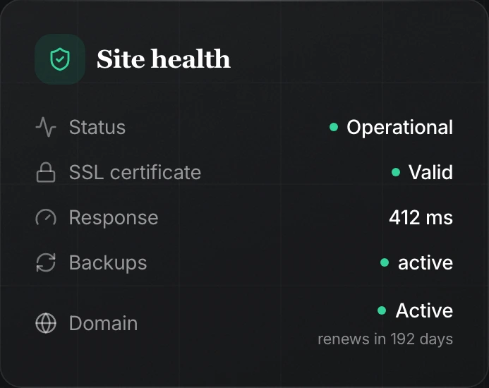 Site health, in the dashboard