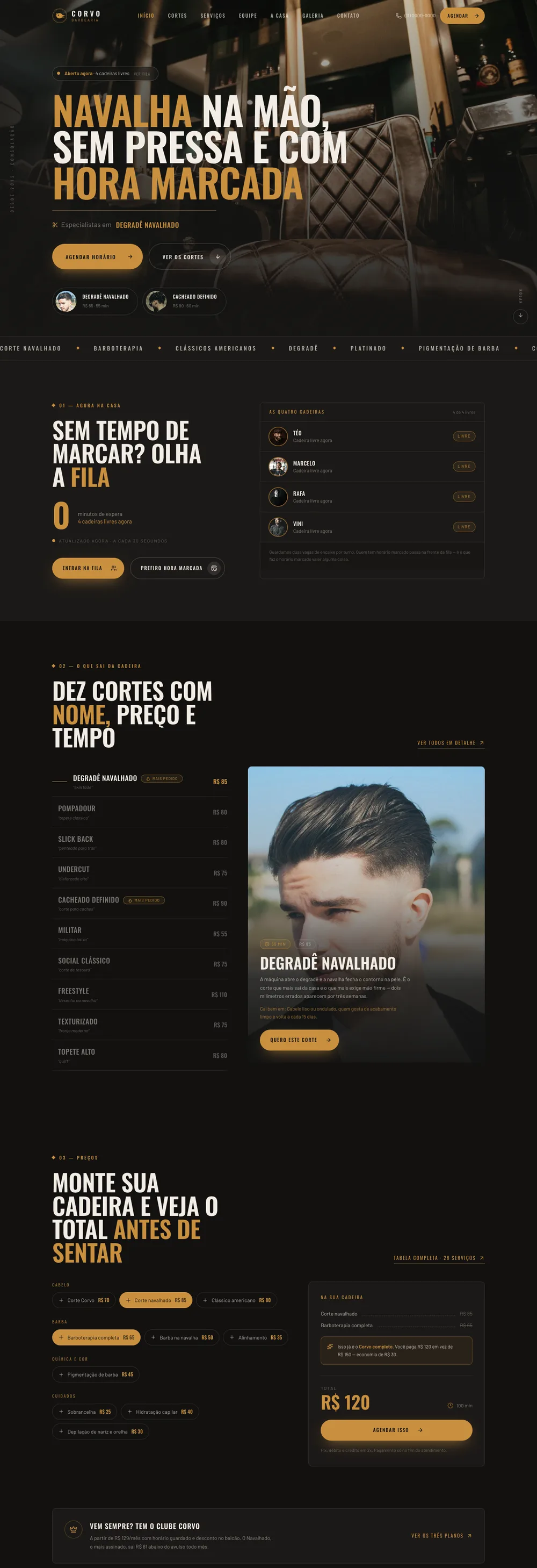 Corvo Barbearia, modelo de site para barbearia