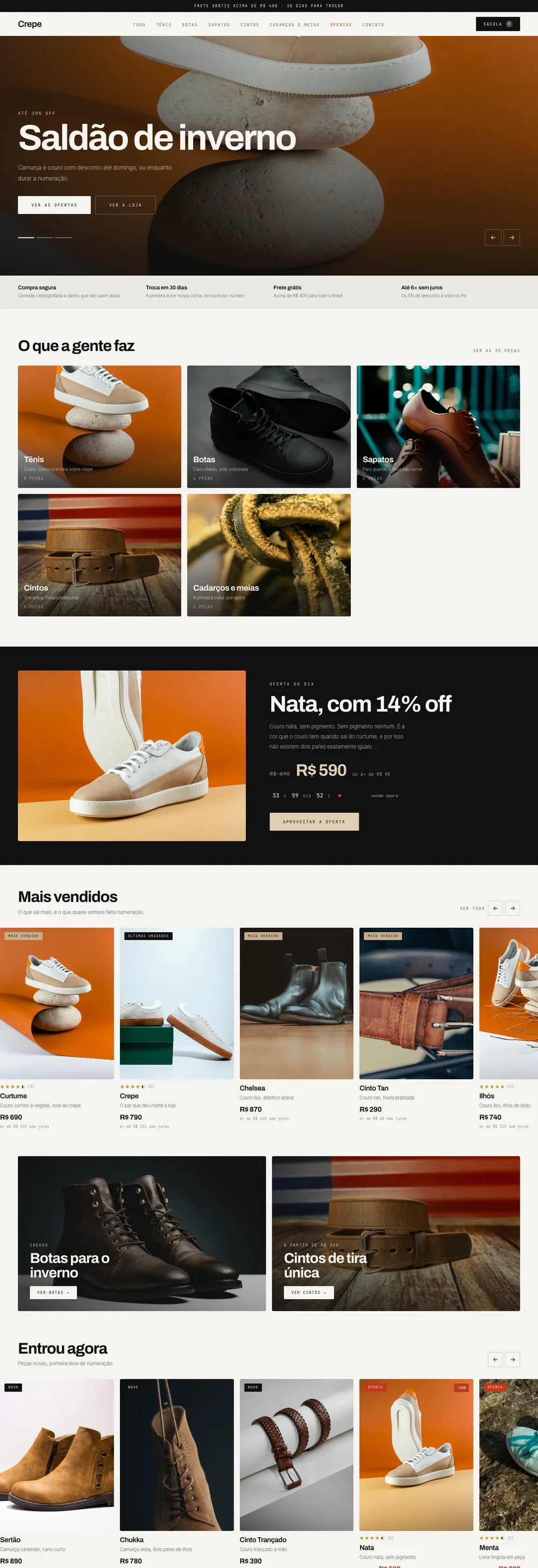 Crepe: exemplo de E-commerce
